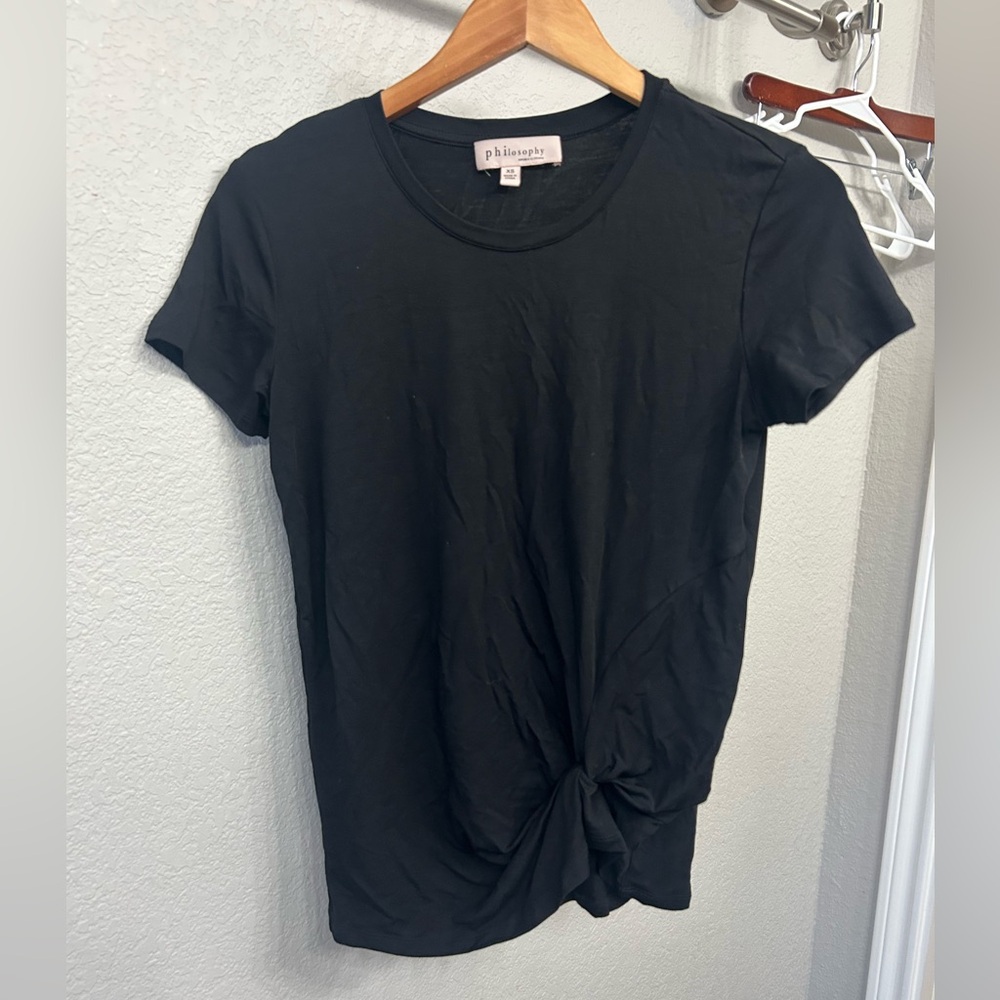 Philosophy Black Short Sleeve Knot Tee